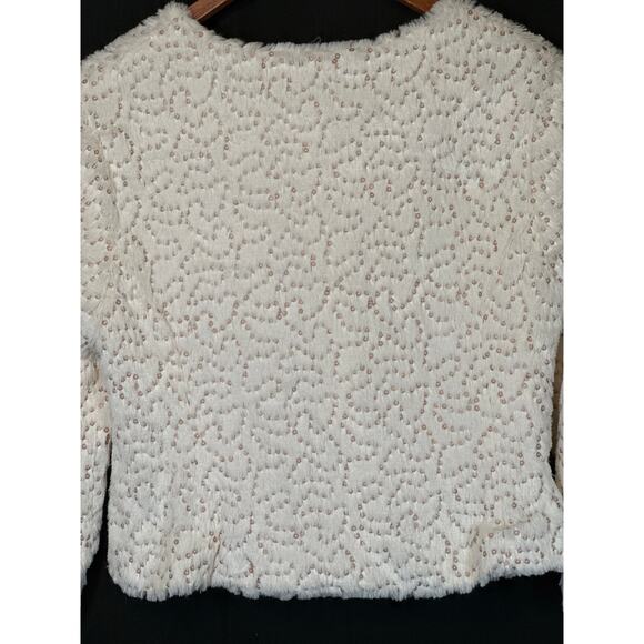 MASON THOMAS Faux Fur Gold Sequenced Evening Jacket M Holiday Glam Mob Wife - Picture 7 of 14